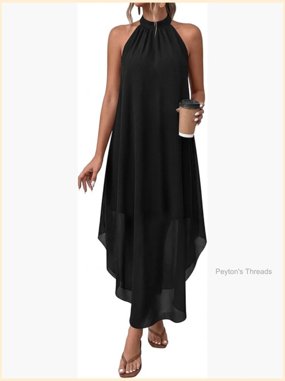 Flowy Maxi Halter Sleeveless Asymmetrical Summer Beach Vacation Sundress